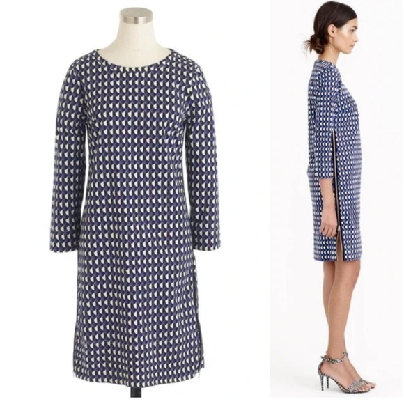 J. Crew Dresses & Skirts - J. Crew Graphic Black and Purple Crewneck Cotton Stretch Dress Size 00!